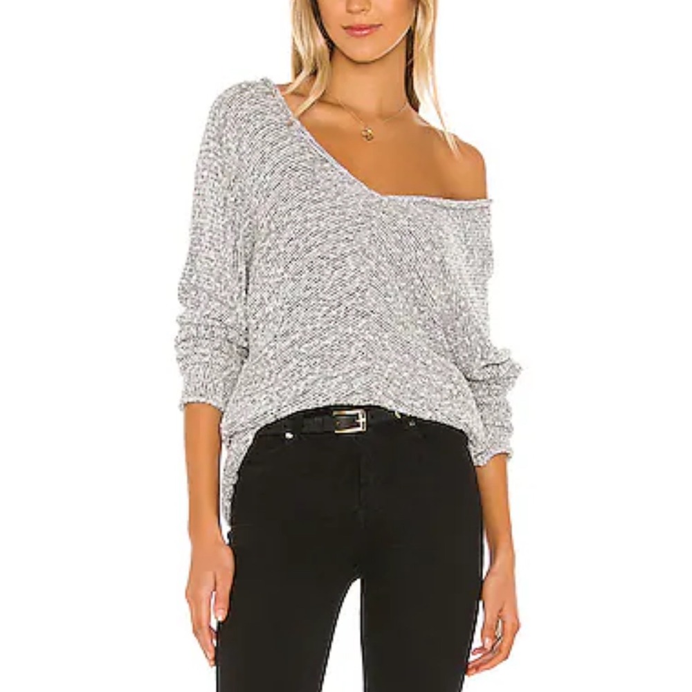 Free People Bright Lights grey marled knit sweater Size XS‎